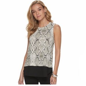 NWT Apt.9 Sleeveless Tank with Woven Layer